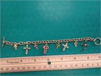 Gold Over Sterling Silver Bracelet With Cross