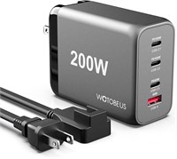 WOTOBEUS 200W USB C GaN Wall Charger & AC Cable-Mu
