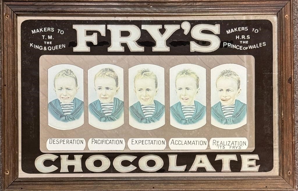 NEAT VINTAGE FRY'S CHOCOLATE MIRRORED AD SIGN