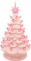 Joiedomi 12" Pink Ceramic Christmas Tree, Prelit