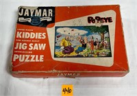 Vtg Jaymar Popeye Kiddies Jig Saw Puzzle Orig Box