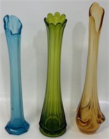 GREAT LOT OF VINTAGE COLORED GLASS VASES