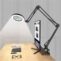 Magnifying Glass Desk Lamp with 3-Section Swing Ar