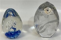 TWO GREAT VINTAGE BLOWN GLASS PAPERWEIGHTS