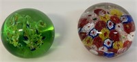 TWO GREAT VINTAGE MILLEFIORI GLASS PAPERWEIGHTS
