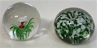 TWO CUTE VINTAGE BLOWN ART GLASS PAPERWEIGHTS