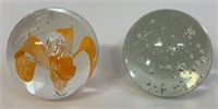 TWO LOVELY VINTAGE BLOWN GLASS PAPERWEIGHTS
