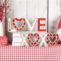 Valentines Day Decor- 2PCS Wooden LOVE and XOXO Ta