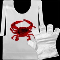 50pcs Crab Lobster Bibs and 50 Pairs of Plastic Di