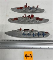 Vtg TootsieToy Wartime Ships w/ Wheels