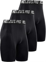 NELEUS Men's 3 Pack Compression Shorts,6065,Black/