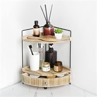 2-Tier Wooden Organizer w/Pull-out Drawer, 14"x9"