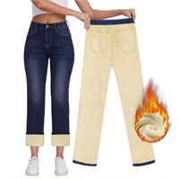 KDF Fleece Lined Jeans Women Flannel Lined Jeans S