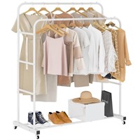 Laiensia Double Rods Clothing Rack with Wheels, Ga