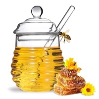 SlZKADY Honey Jar with Dipper and Lid,Glass Honey