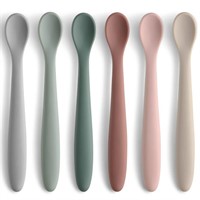 6-Piece Silicone Feeding Spoons for First Stage Ba
