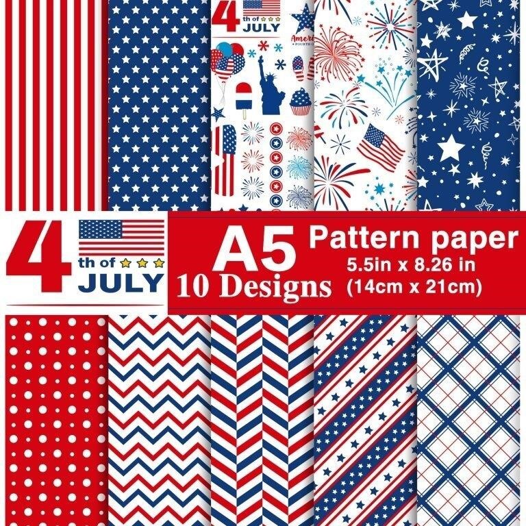 Morcheiong 90 Sheets 4th of July Pattern Paper Set