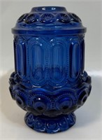NICE VINTAGE PRESSED BLUE GLASS FAIRY LIGHT HOLDER