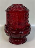 LOVELY VINTAGE PRESSED RED GLASS FAIRY LIGHT