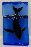 LOVELY ART GLASS WINDOW HANGING - WHALE