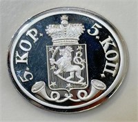 SOLID STERLING SILVER FINNISH COIN PROOF PLATE