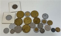 GOOD LOT OF FOREIGN COINS AND TOKENS
