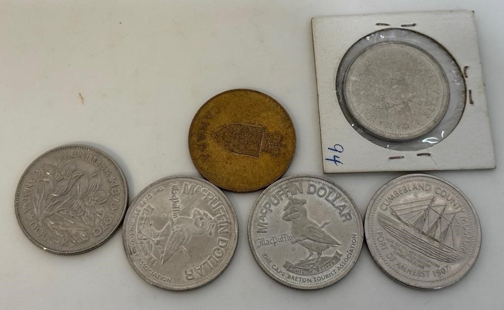 ASSORTED LOT OF TOKENS AND OCINS INCL CANADIAN