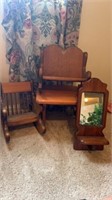 Wood Doll rocking chairs, stepstool, mirrored