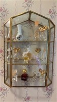 Brass trinket shelf, miniature perfume bottles