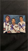 New York Rangers triple signed photo with Mark Mes
