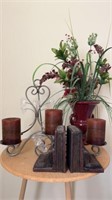 Haeger vase with floral, candelabra, plate