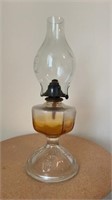 Antique kerosene lamp, star bottom, etched star