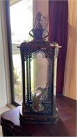 Faux lantern display, Porcelain hummingbird