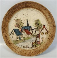 CUTE HAND MADE POTTERY PAINTED PLATE - QUEBEC