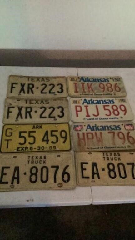 Vintage License Plates Arkansas and Texas