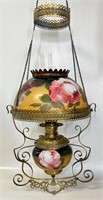 BEAUTIFUL 1800'S HAND PANTED PARLOUR LAMP
