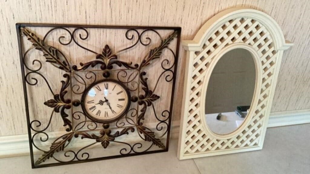 Wall Clock and Mirror 20x20 and 16.5x23 in