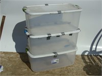 Three Clear  Totes with White Lids