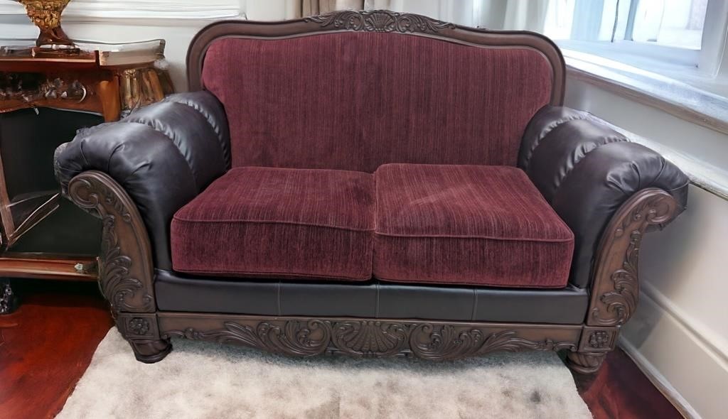 Ashley Love Seat with Matching Throw Pillows