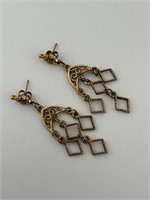 Vintage Gold Tone Dangle Earrings