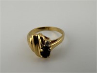 Vintage Gold Plated Black Stone Ring