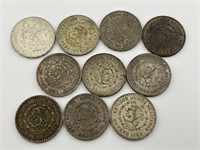 1950's/60's Mexico One Peso Coins