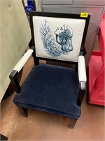 Black white and blue accent chair