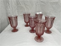 Set of 6 pink water goblets
