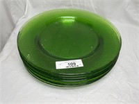 7 Green glass plate chargers
