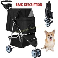 BestPet Pet Stroller  Small  3 Wheels  Black