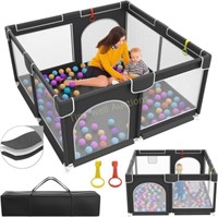 Baby Playpen  Padded  Large with Gates - Black