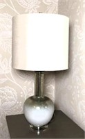 Painted Glass Lamp with Lucite Finial & Shade