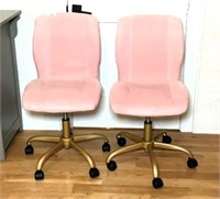 Pink Velvet Upholstered Adjustable Rolling