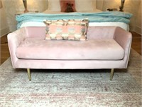 Pink Velvet Upholstered Bed Bench